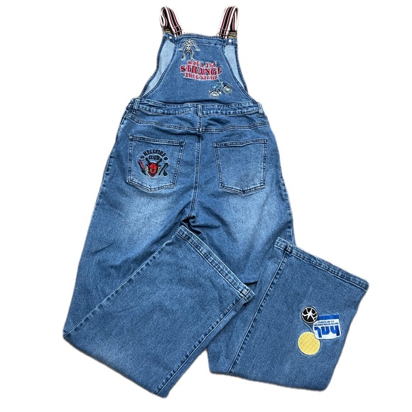 Stranger Things Patches Women's Denim Overalls Baggy - BoxLunch Exclusive - Picture 3 of 9